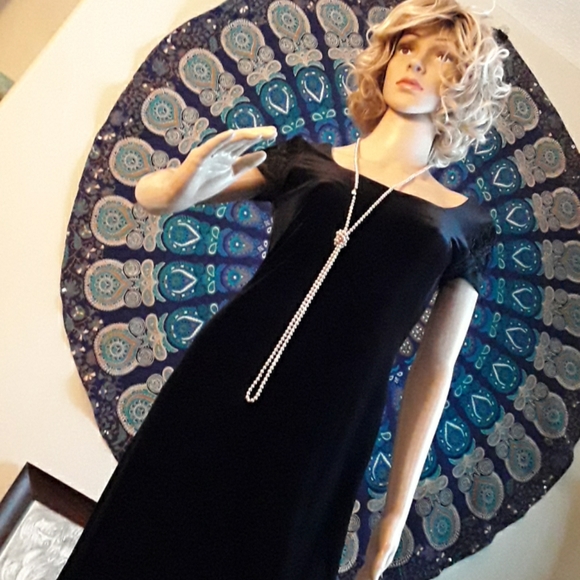 J.R.Nites Petites by Caliendo Black Velvet Gown - Picture 1 of 5
